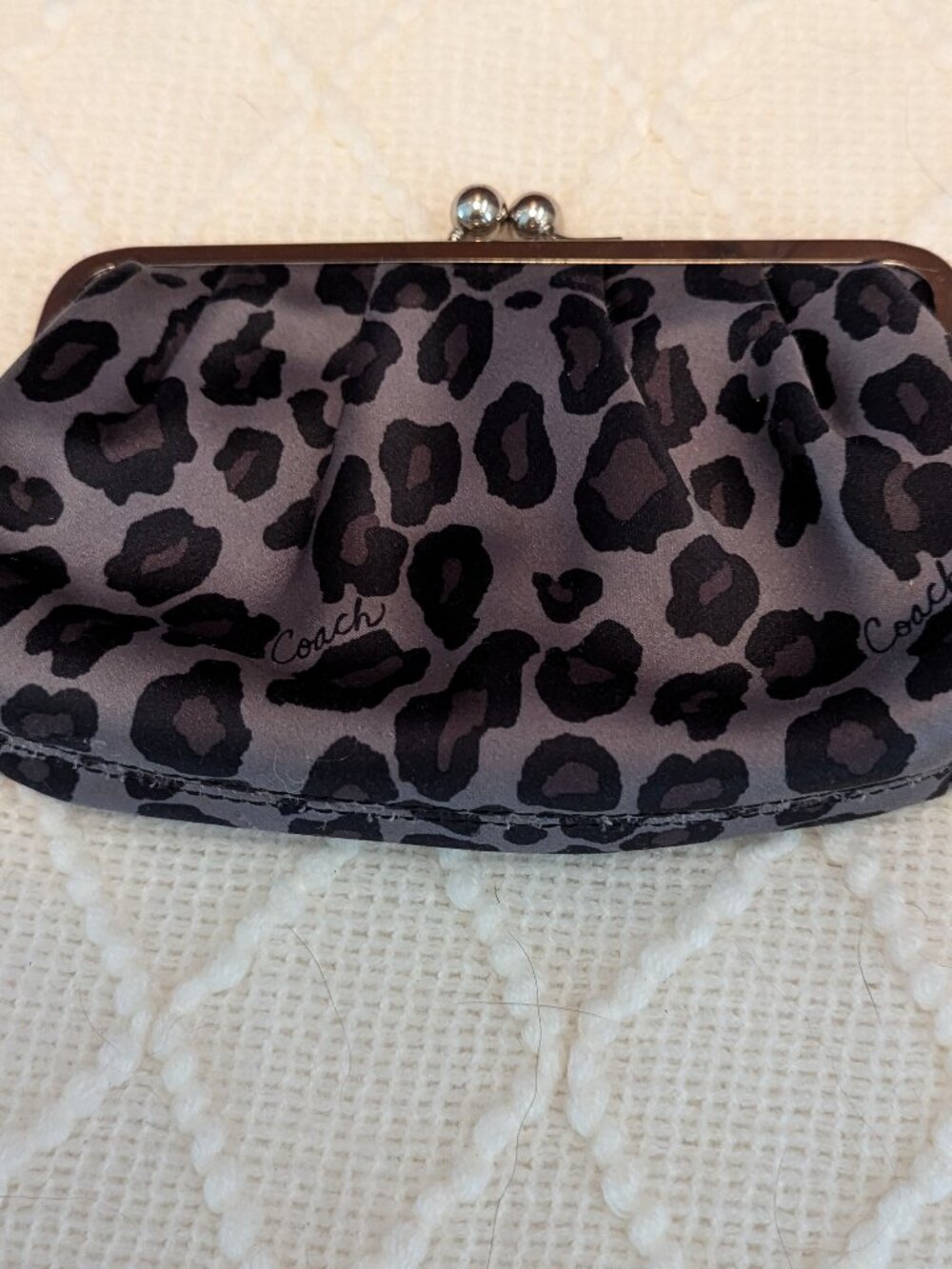 Coach Ocelot Leopard kiss lock Wristlet